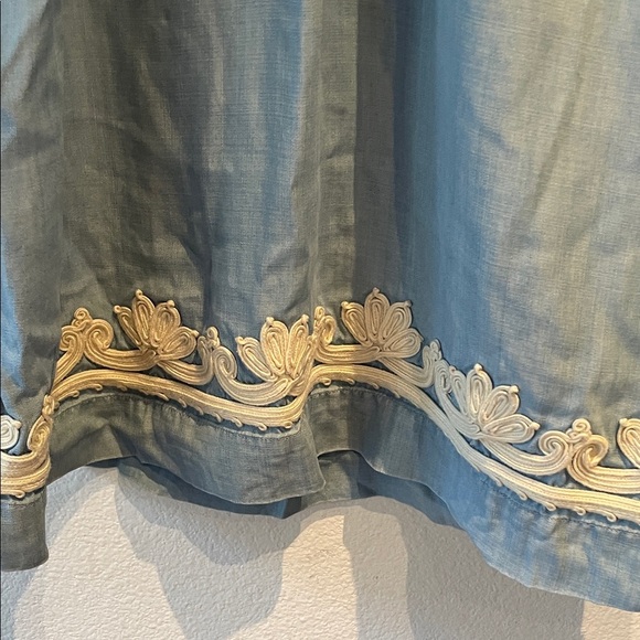 Tommy Bahama Chambray Embroidered Halter Dress with Detailing, Tencel, Size M - Picture 6 of 12